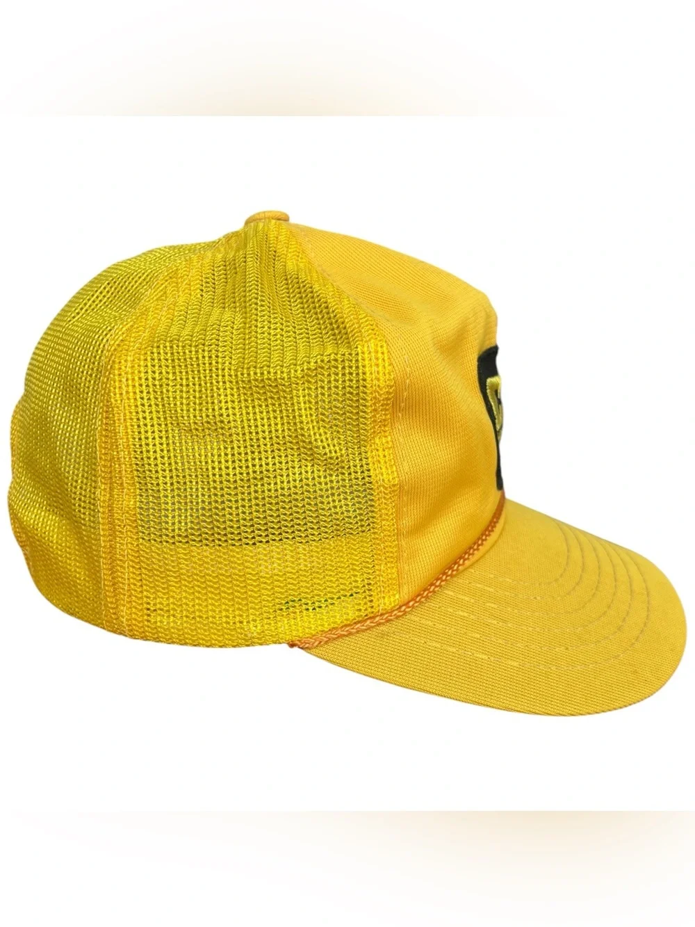 Vintage CAT Diesel Power Snapback Trucker Hat, Yellow w/ Black Logo Patch Sz S-M
